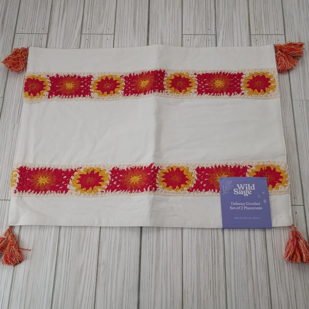 Wild Sage Delaney Crochet Placemats (Set of 2)